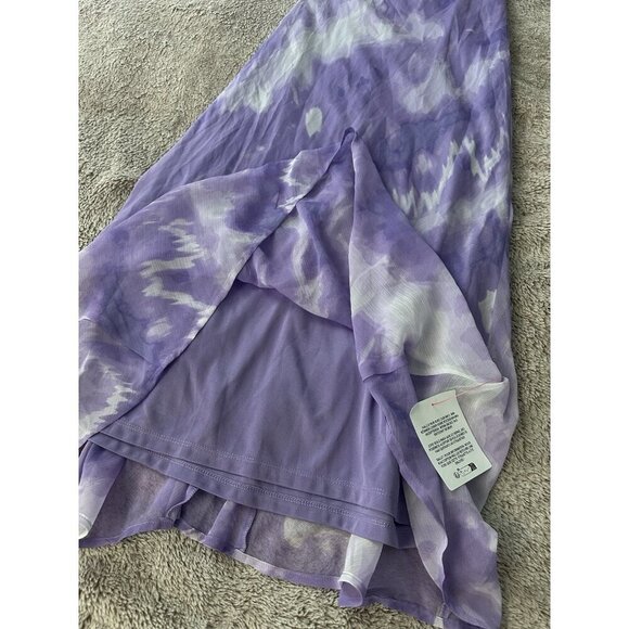 ASOS DESIGN Petite chiffon scoop neck midi slip dress purple tie dye print 2 New - Picture 6 of 16